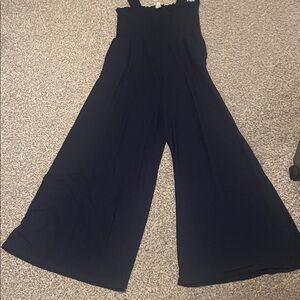 Roxy Navy Blue, Smock Top, Wide Leg  Jumpsuit Size XL